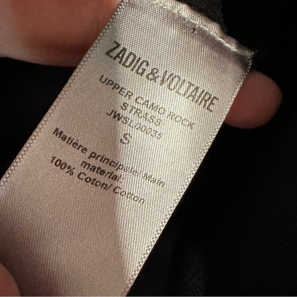 Zadig & Voltaire | Black Upper Camo Rock Strass Jeweled Sweatshirt Size Small - Picture 7 of 8